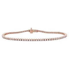Bracelet tennis délicat en or rose 14 carats et diamants