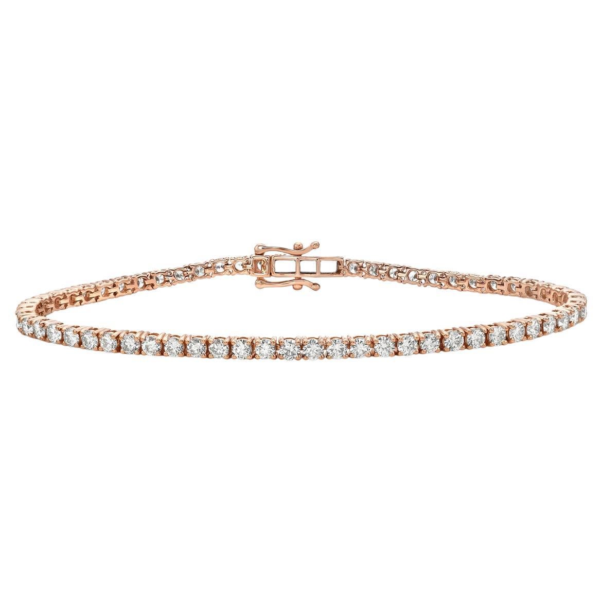 Tennis Diamond Bracelet Made In 14k Rose Gold