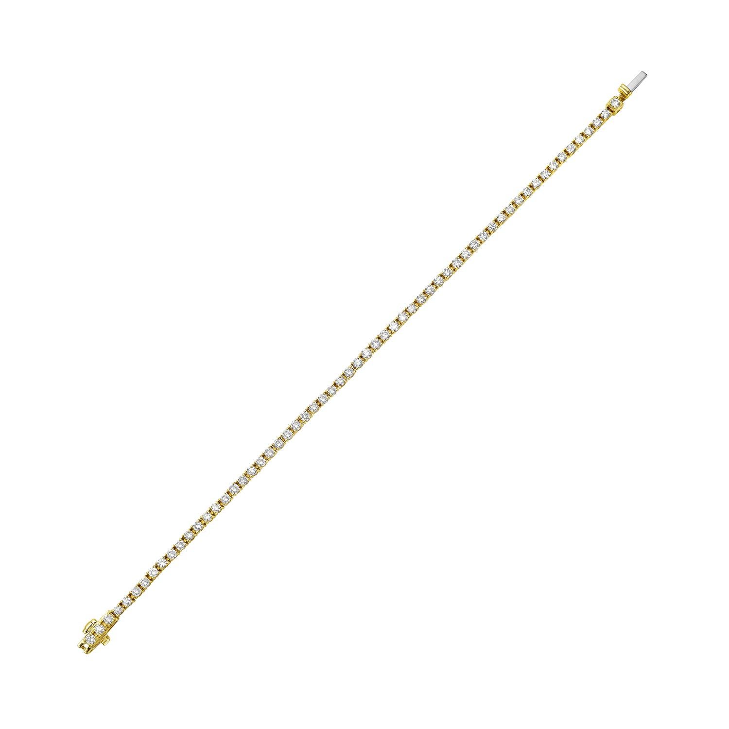 Artisan Tennis Diamond Bracelet Made In 14k Yellow Gold For Sale