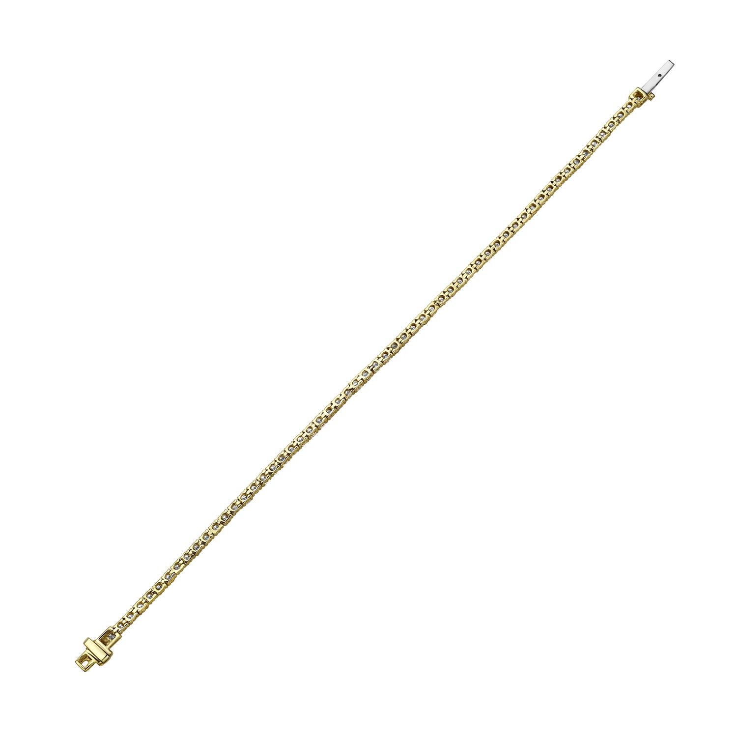 Mixed Cut Tennis Diamond Bracelet Made In 14k Yellow Gold For Sale