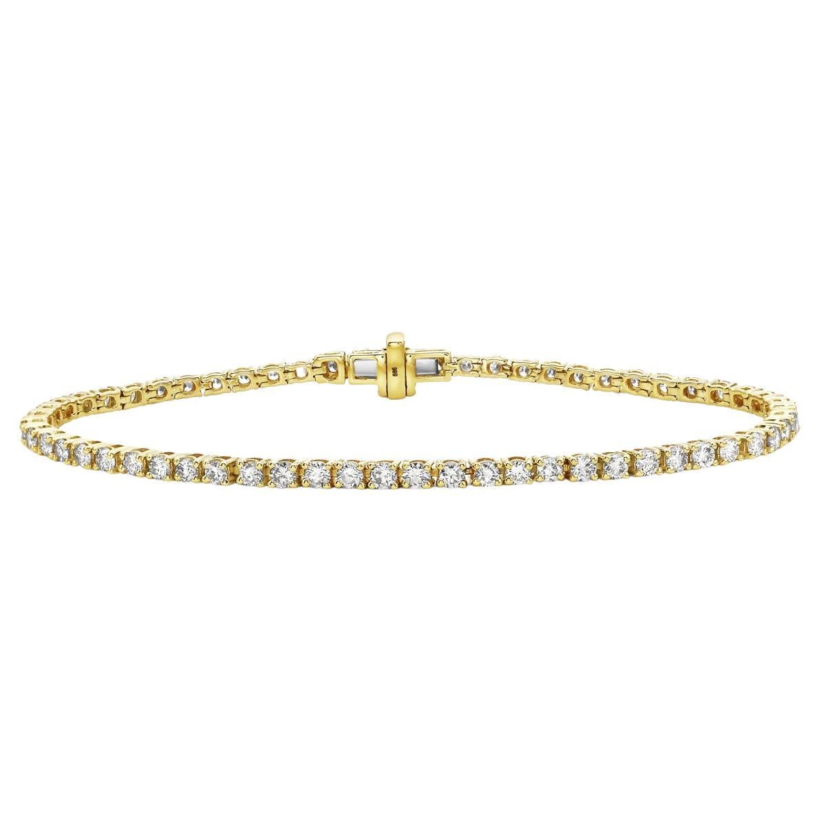 Tennis Diamantarmband aus 14 Karat Gelbgold mit Diamanten