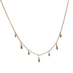 0.11ct Heart Cut Emerald Drop 18K Yellow Gold Necklace