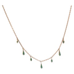 0.11ct Heart Cut Emerald Drop 18K Yellow Gold Necklace