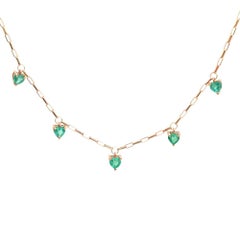 Delicate Emerald Heart 18K Yellow Gold Necklace