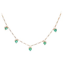 Delicate Emerald Heart 18K Yellow Gold Necklace