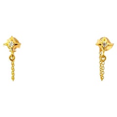 Delicados pendientes cotidianos de aro con estrella de circonita cúbica Regalo para el Día de la Madre Plata 925
