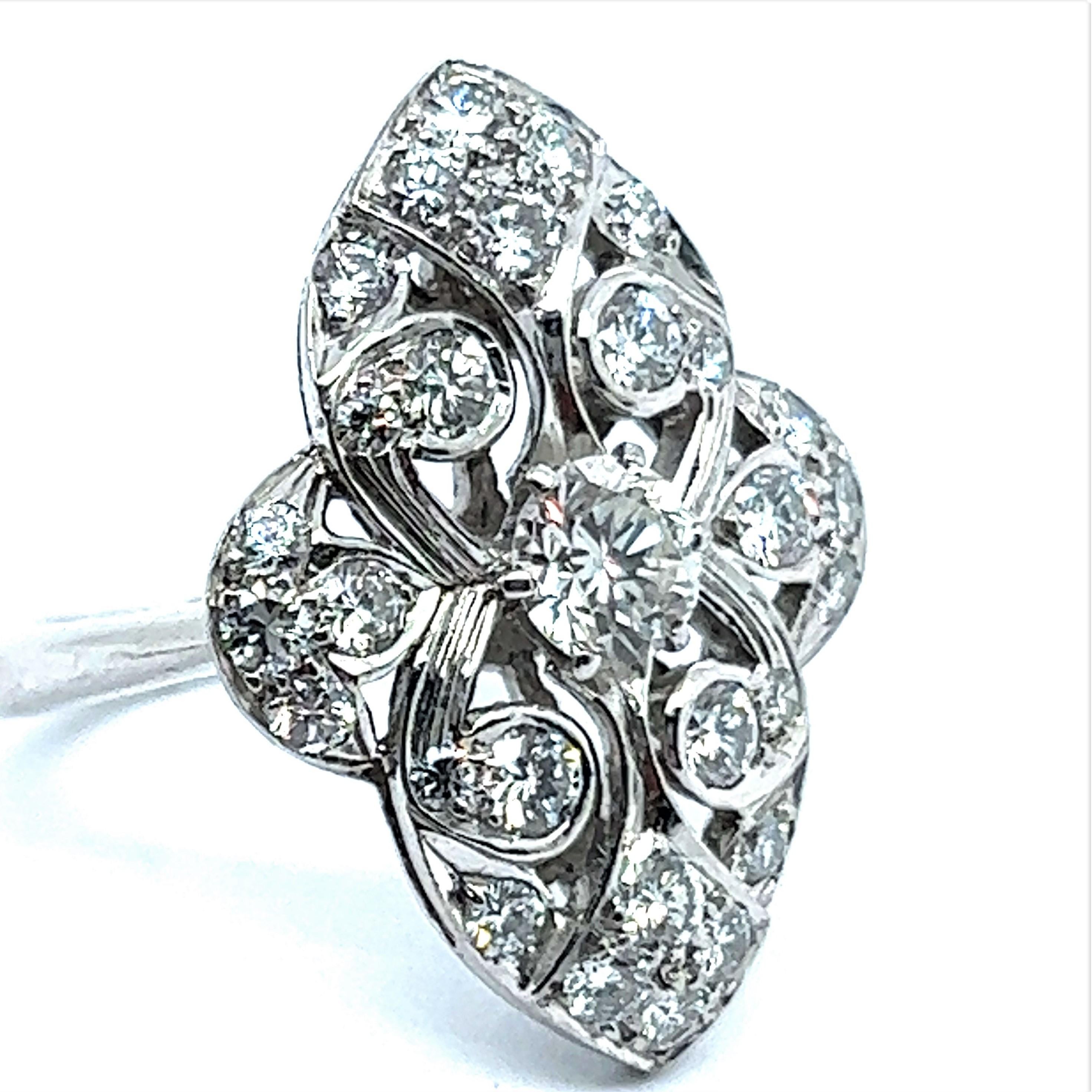 Women's or Men's Delicate Floral Diamond Ring in Sterling Silver For Sale