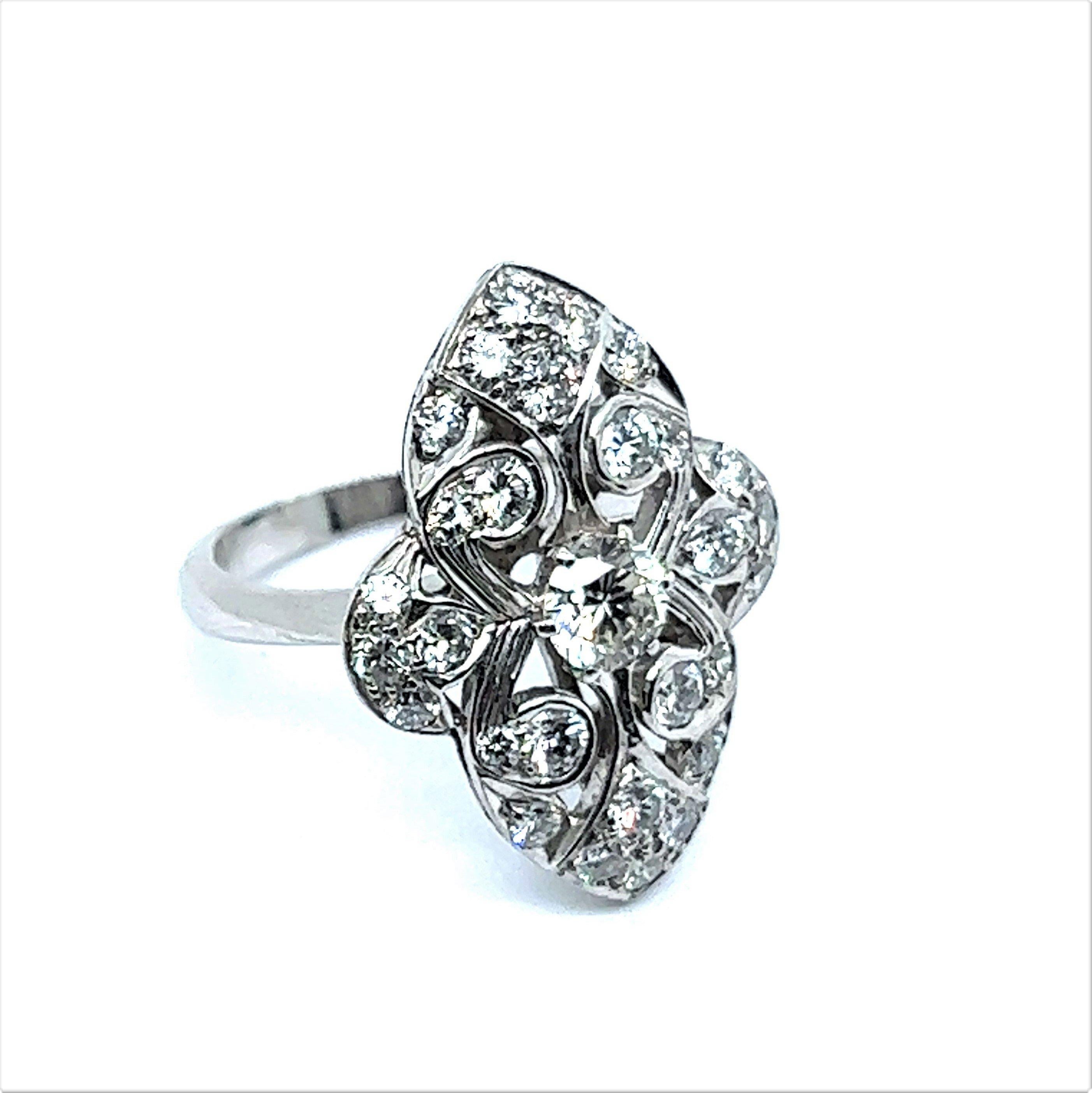 Delicate Floral Diamond Ring in Sterling Silver For Sale 1