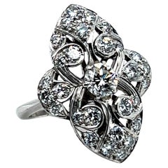 Retro Delicate Floral Diamond Ring in Sterling Silver