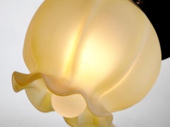 Delicate Flower Form Frosted Vaseline Glass Sconces - Matching Pair