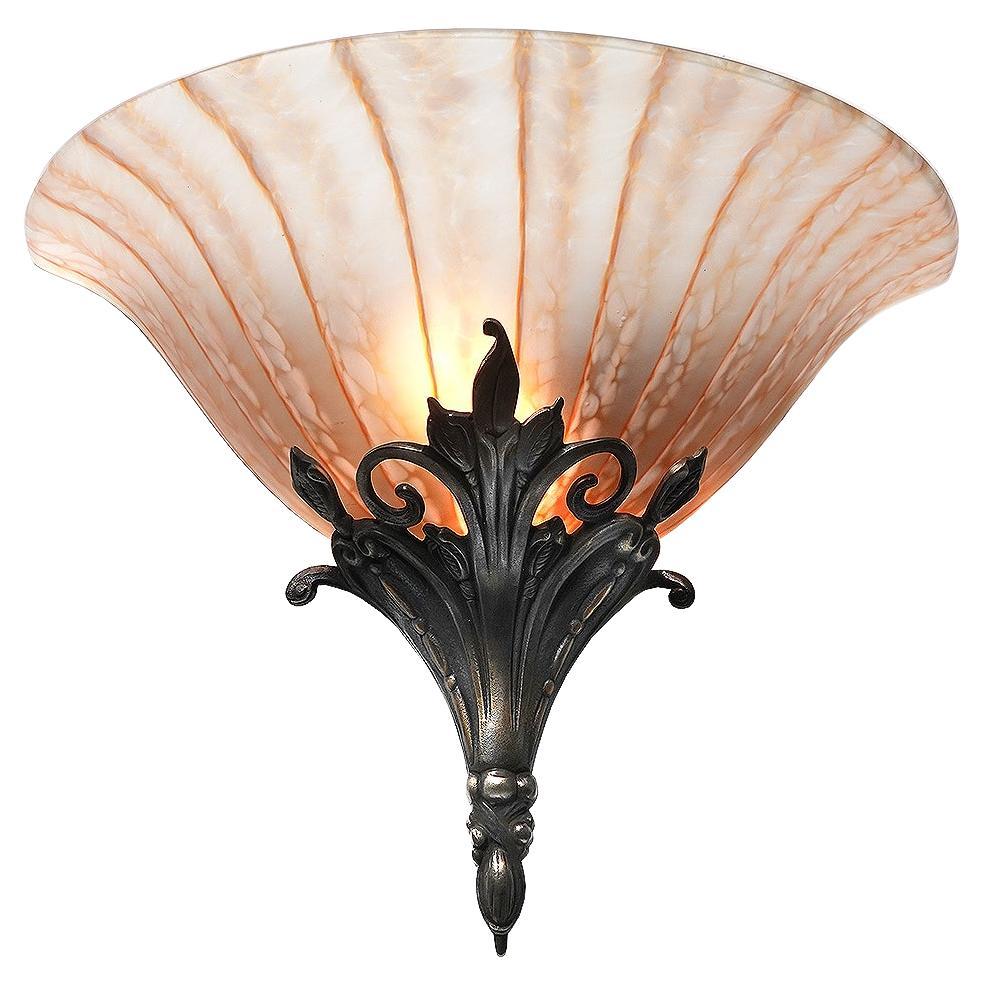 Delicate French Art Glass and Bronze Sconces For Sale