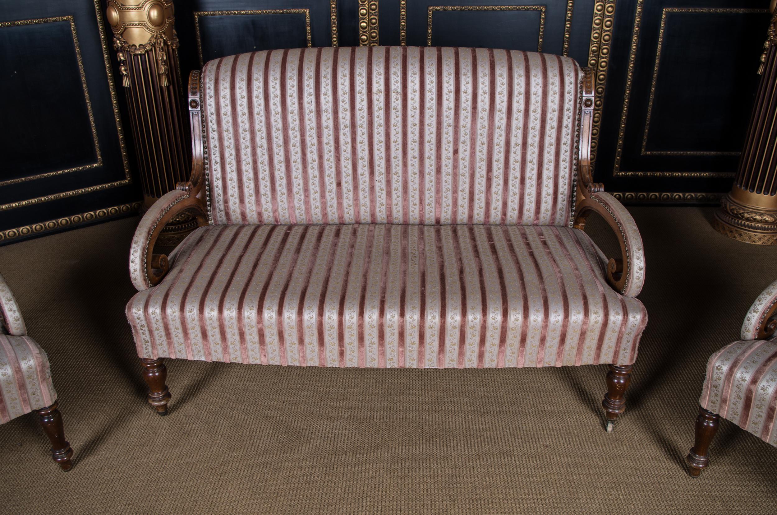 Louis Philippe Delicate Garniture Gründerzeit 1880 Sofa and 2 Armchair
