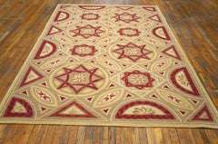 Delicate Geometric Pattern Handmade Needlepoint Flat Weave Rug