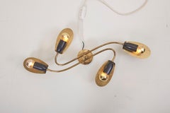 Delicate German 1950s Brass Spider Flush Mount Lamp