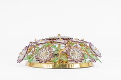 Delicate Gilt Brass Bouquet Crystal Glass Flush Mount by Palwa, Germany, 1970s