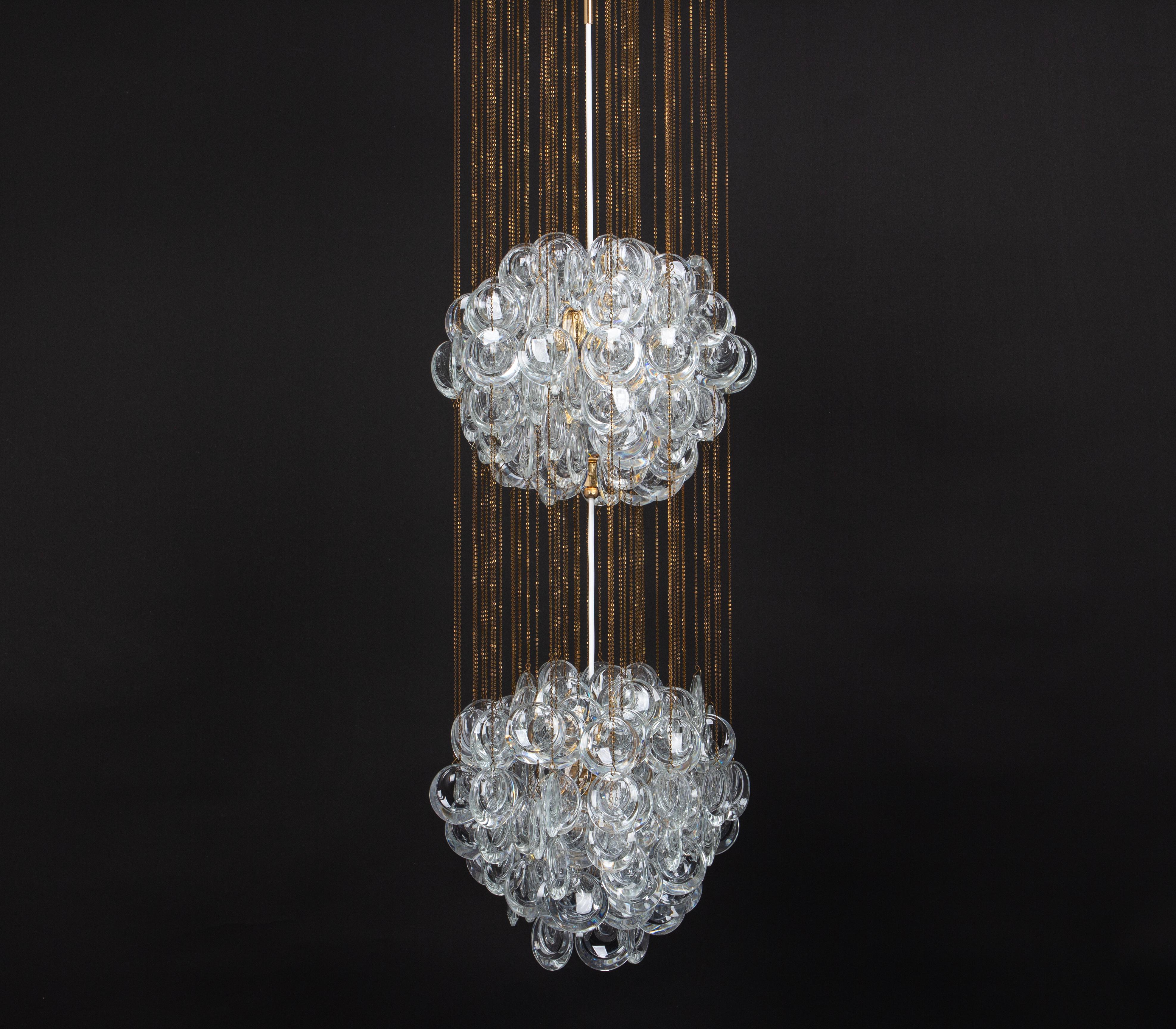 Delicate Gilt Brass Crystal Chandelier by Palwa, Sciolari Design, Germany, 1970s For Sale 5