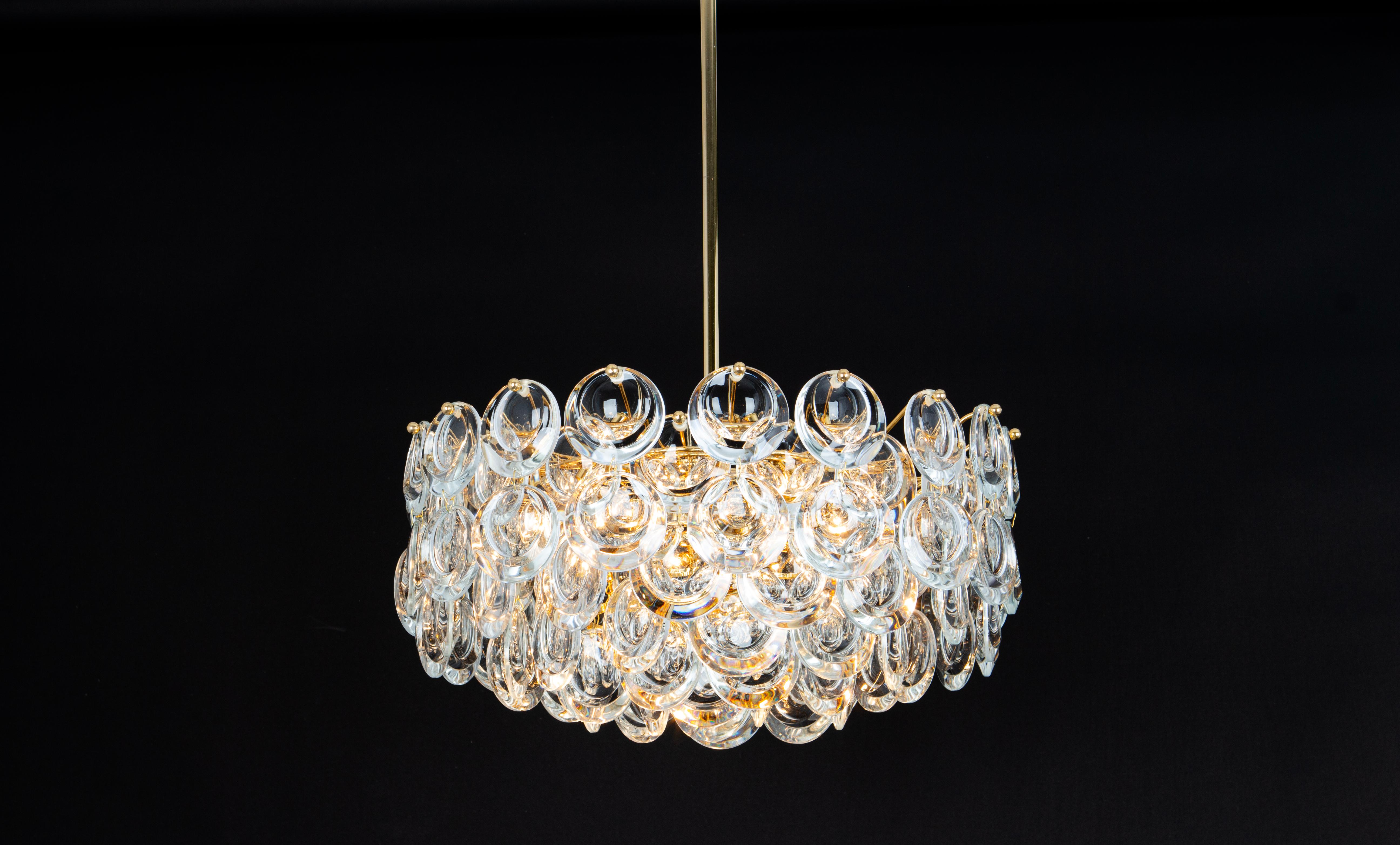 Delicate Gilt Brass Crystal Chandelier by Palwa, Sciolari Design, Germany, 1970s For Sale 6