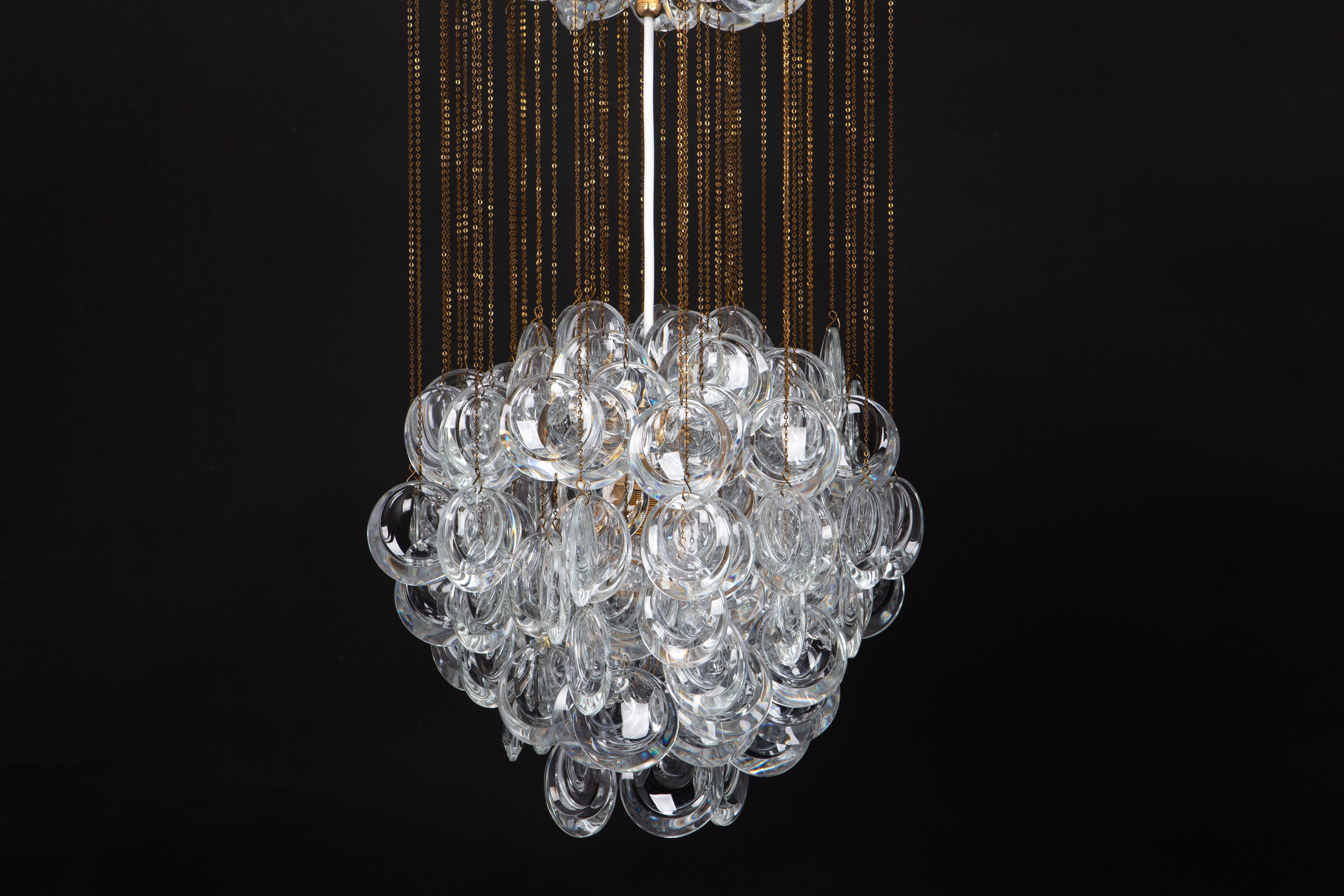 Delicate Gilt Brass Crystal Chandelier by Palwa, Sciolari Design, Germany, 1970s For Sale 6