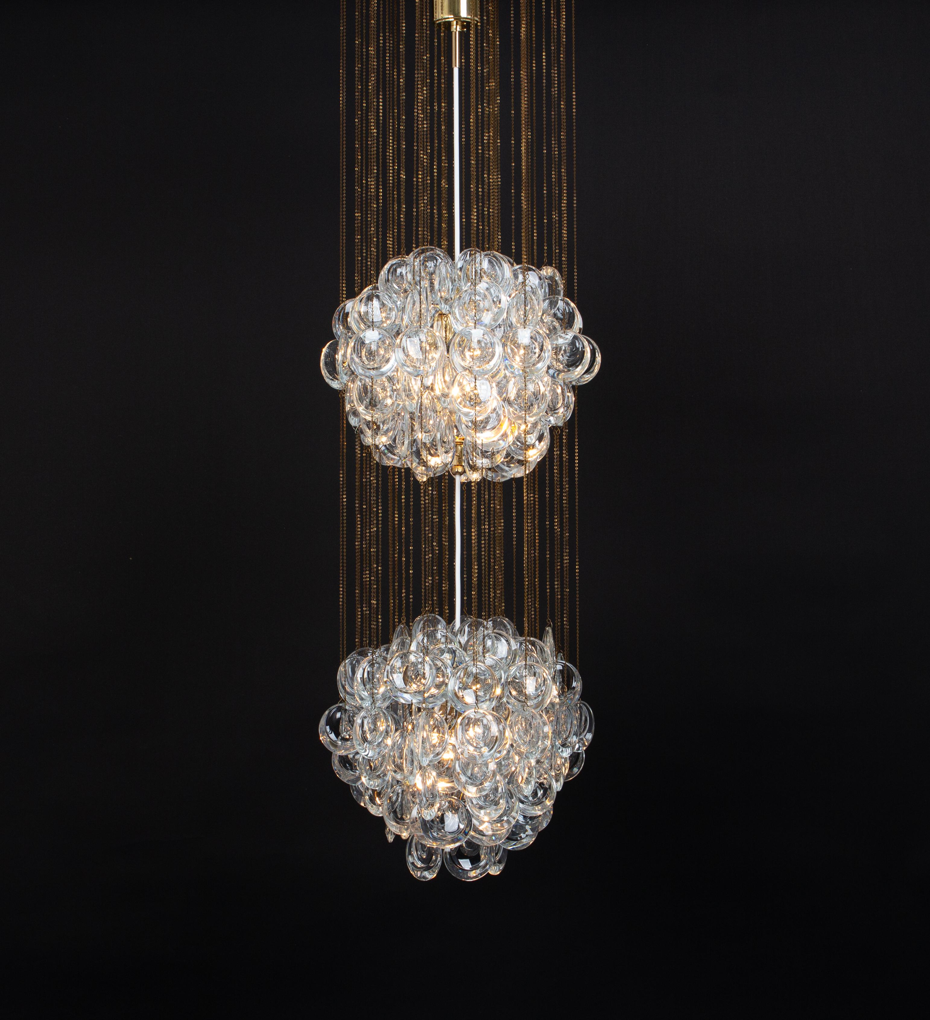 Delicate Gilt Brass Crystal Chandelier by Palwa, Sciolari Design, Germany, 1970s For Sale 8