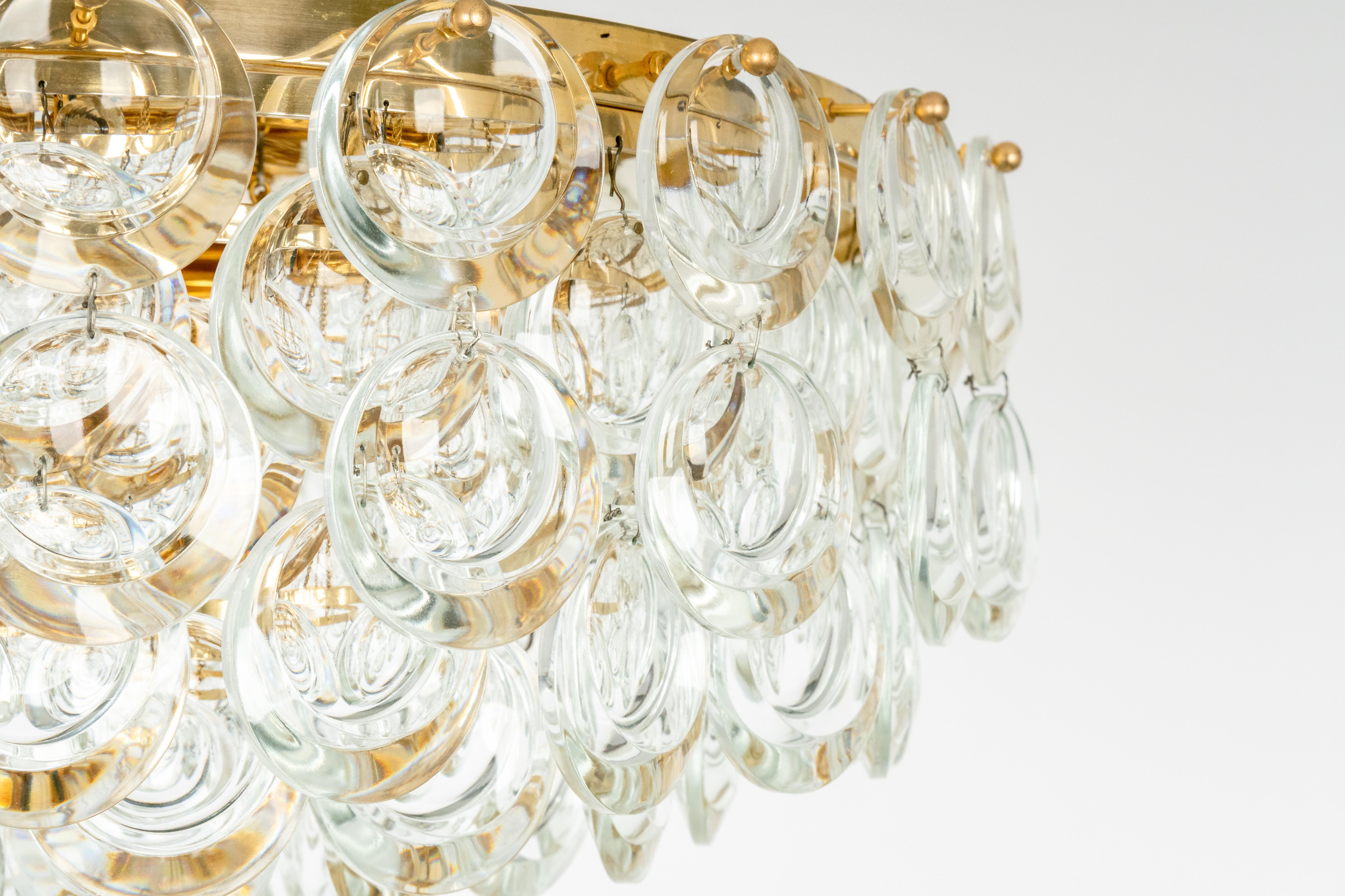 Delicate Gilt Brass Crystal Chandelier by Palwa, Sciolari Design, Germany, 1970s In Good Condition In Aachen, NRW