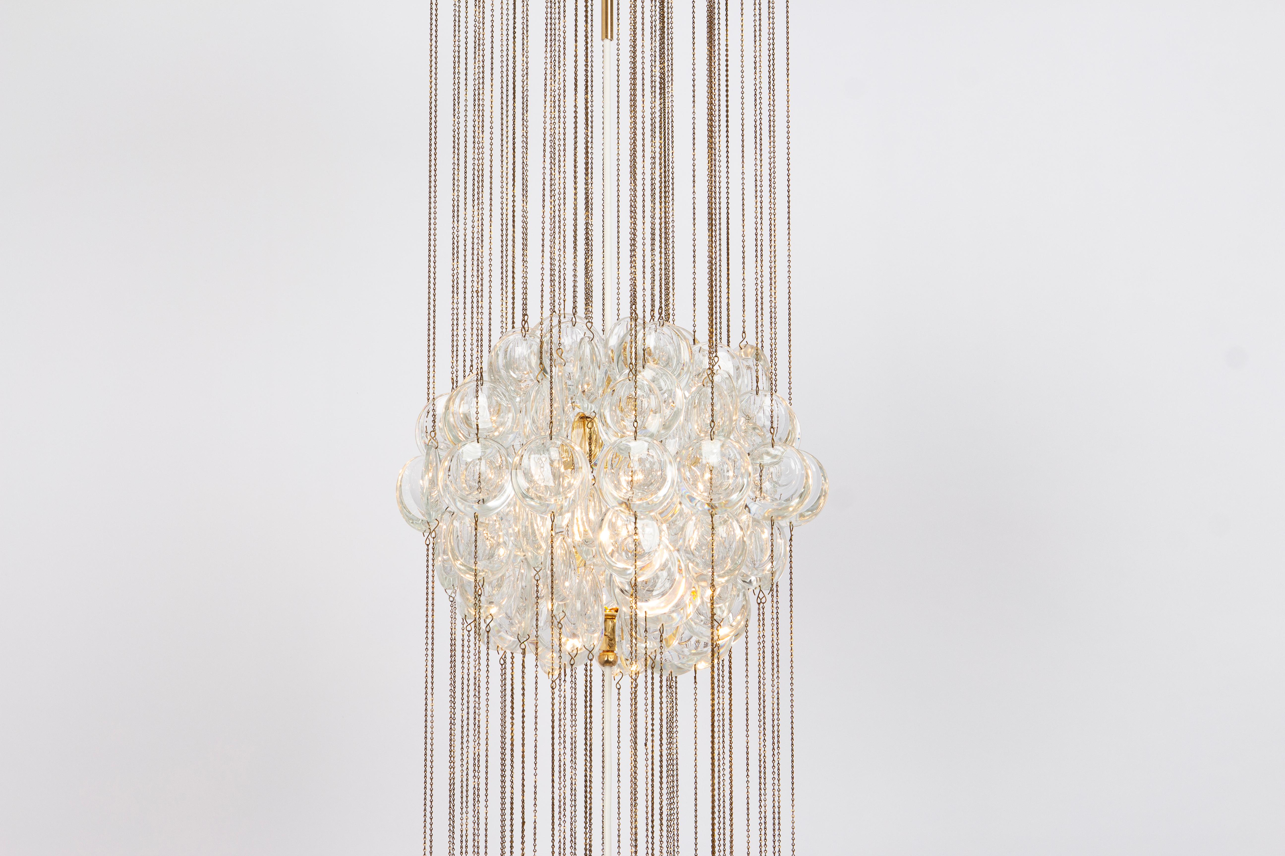 Delicate Gilt Brass Crystal Chandelier by Palwa, Sciolari Design, Germany, 1970s In Good Condition For Sale In Aachen, NRW