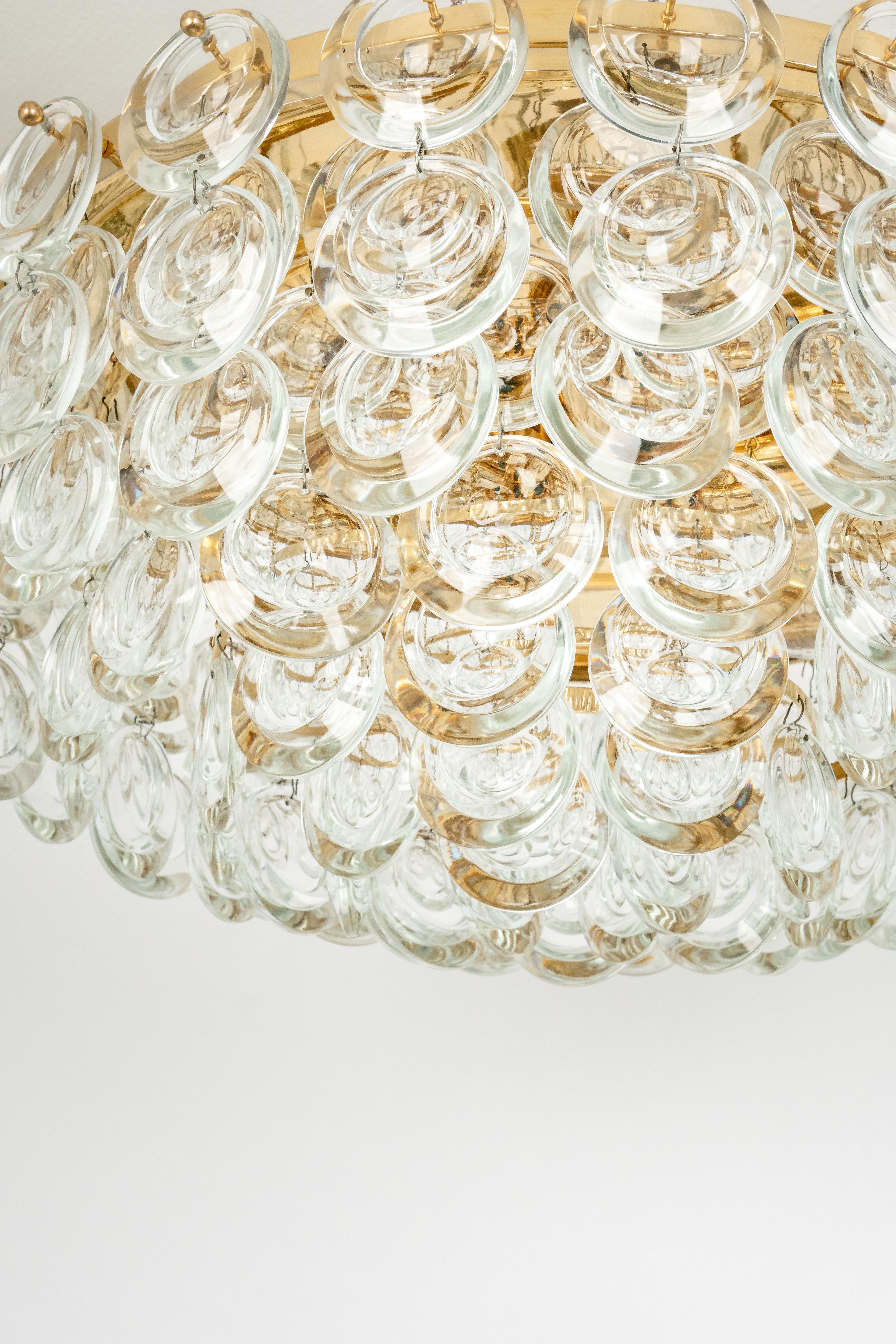 Late 20th Century Delicate Gilt Brass Crystal Chandelier by Palwa, Sciolari Design, Germany, 1970s