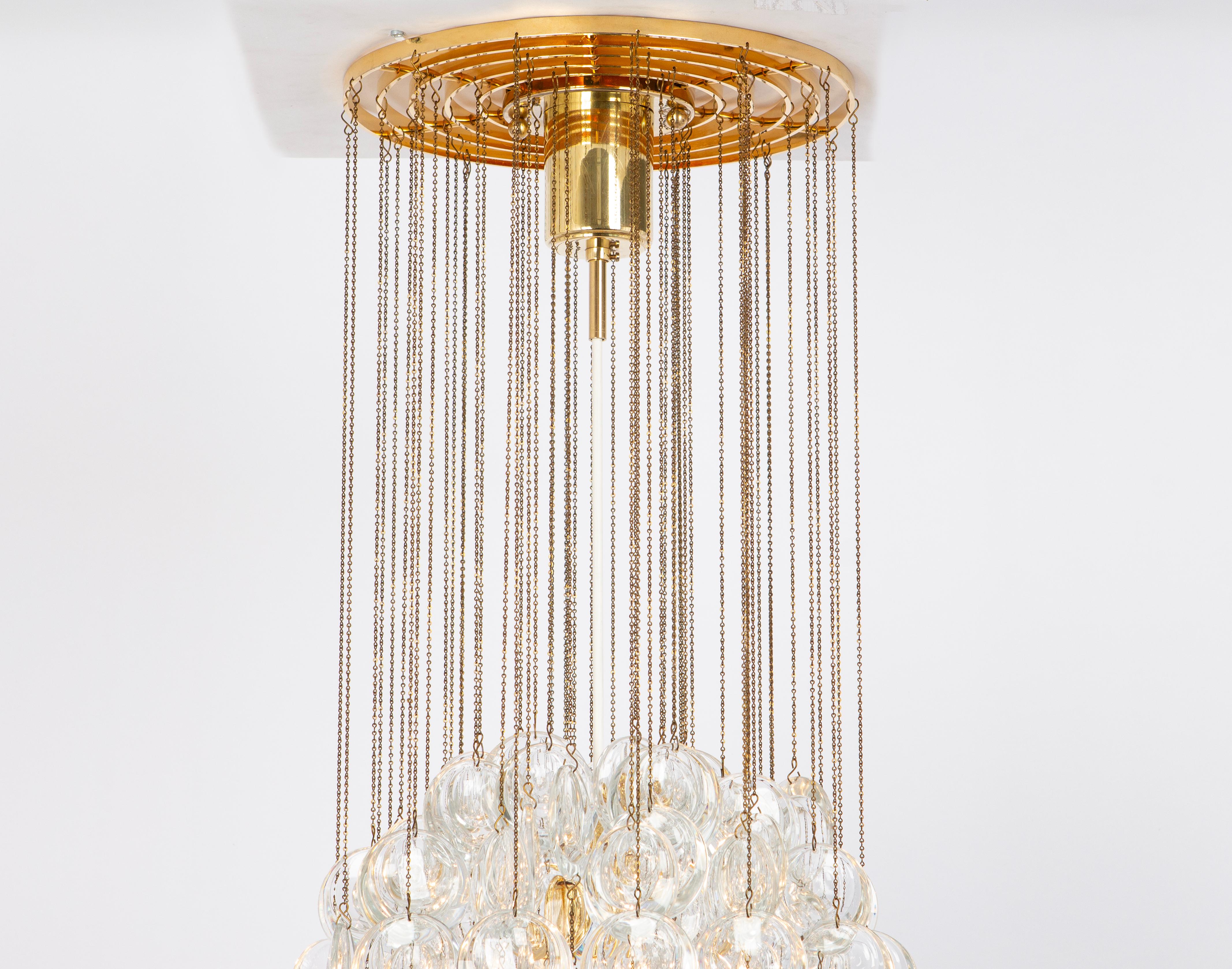 Late 20th Century Delicate Gilt Brass Crystal Chandelier by Palwa, Sciolari Design, Germany, 1970s For Sale