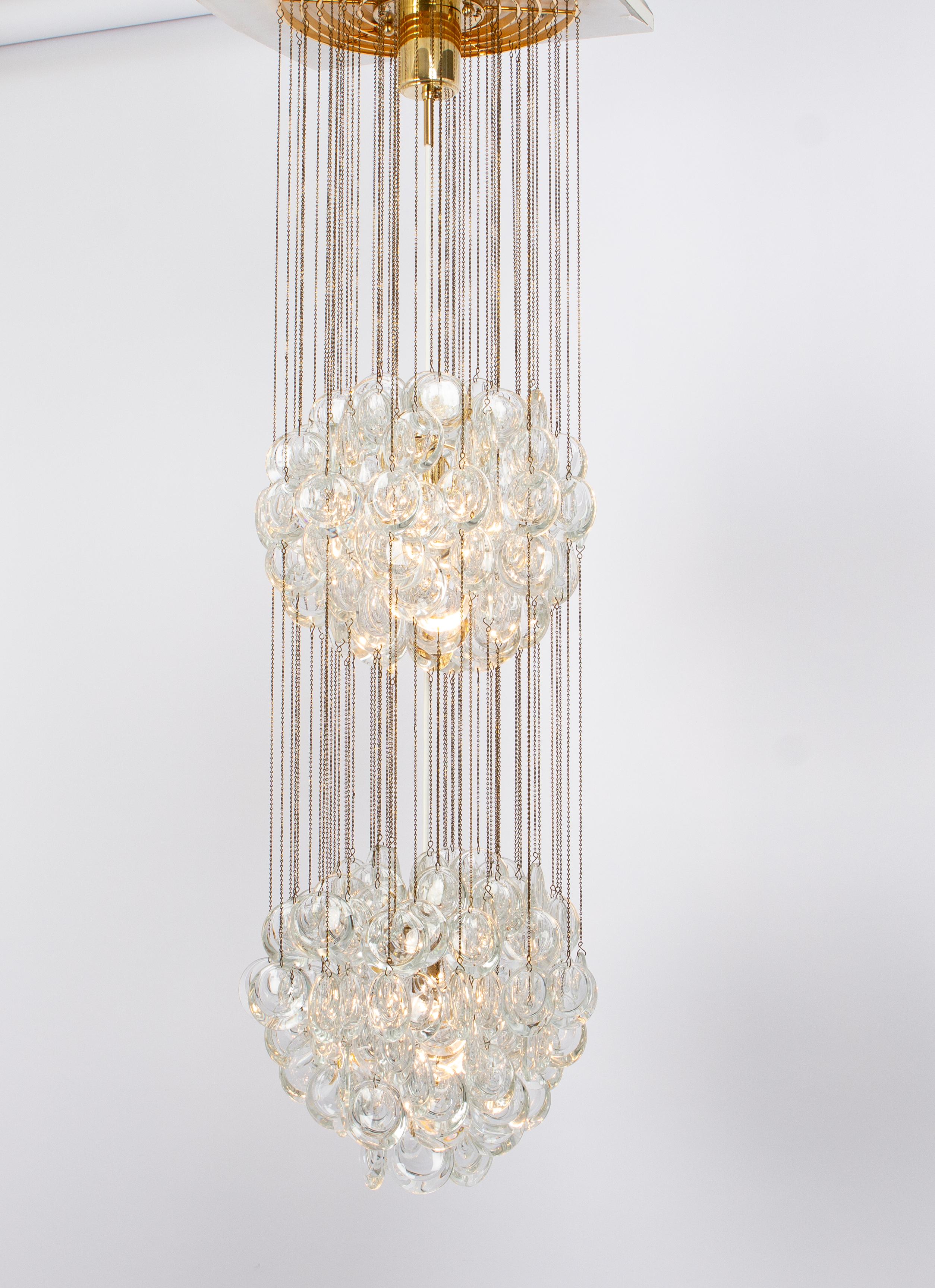 Delicate Gilt Brass Crystal Chandelier by Palwa, Sciolari Design, Germany, 1970s For Sale 1