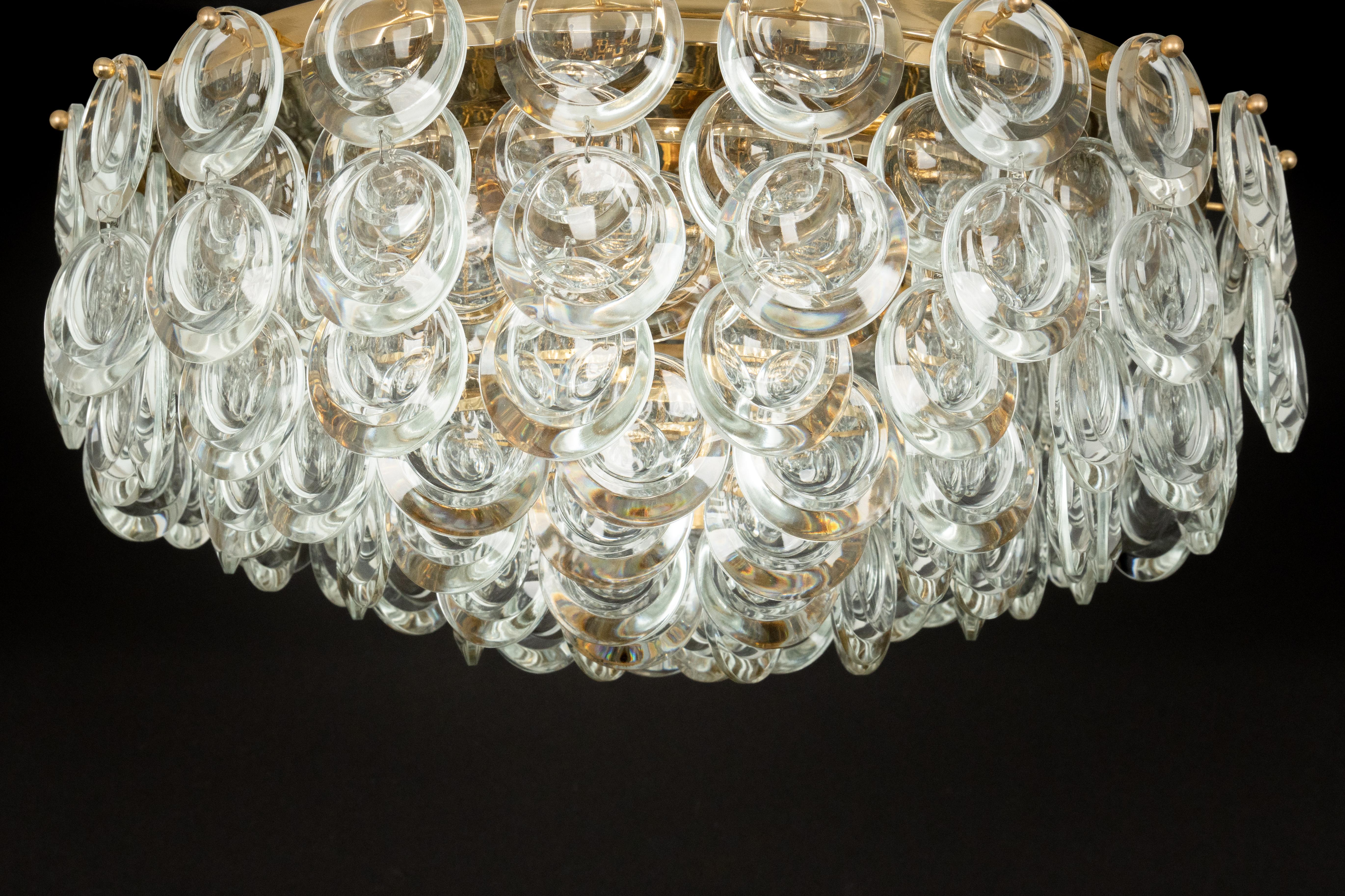 Delicate Gilt Brass Crystal Chandelier by Palwa, Sciolari Design, Germany, 1970s 2