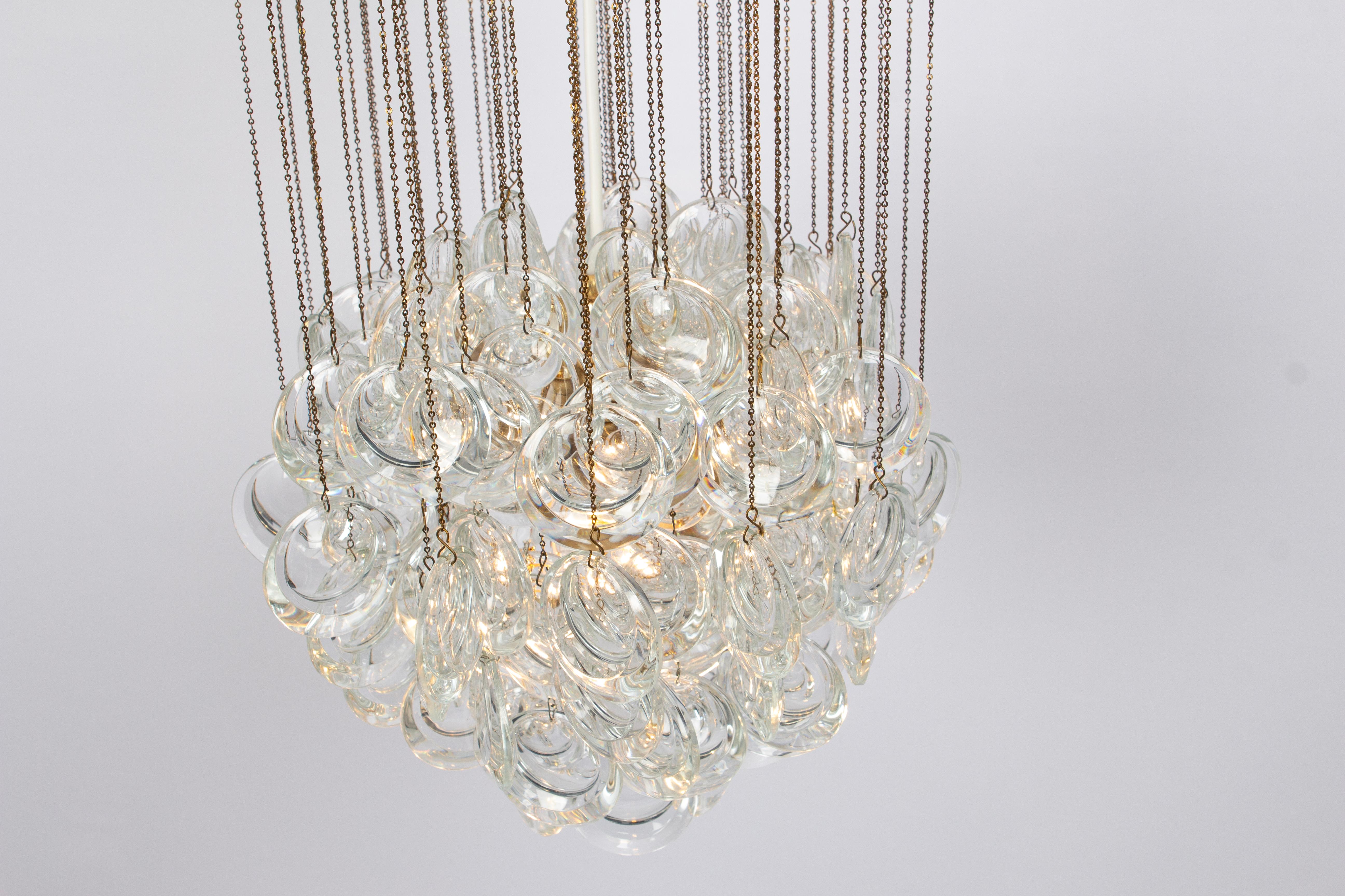 Delicate Gilt Brass Crystal Chandelier by Palwa, Sciolari Design, Germany, 1970s For Sale 2