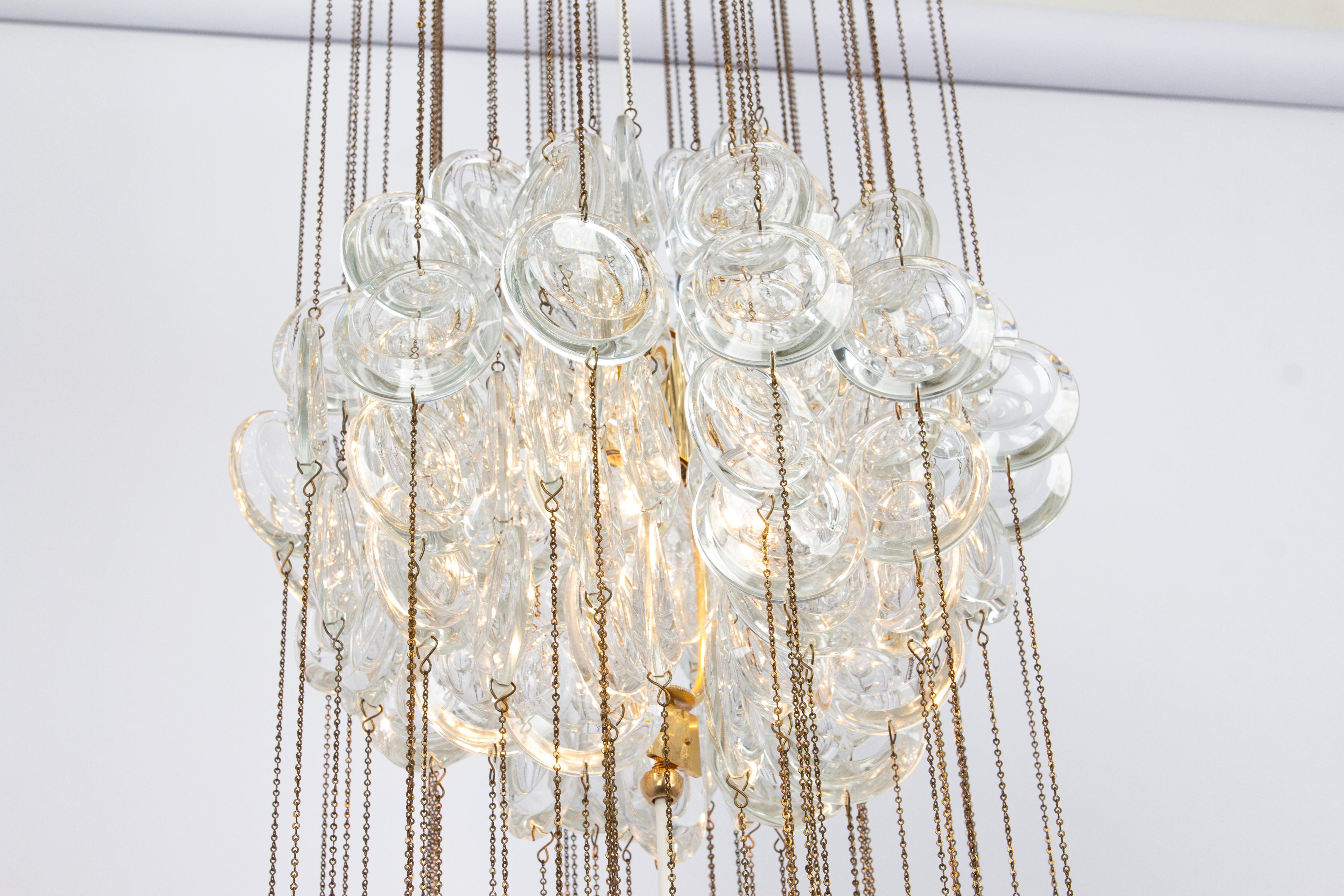 Delicate Gilt Brass Crystal Chandelier by Palwa, Sciolari Design, Germany, 1970s For Sale 3