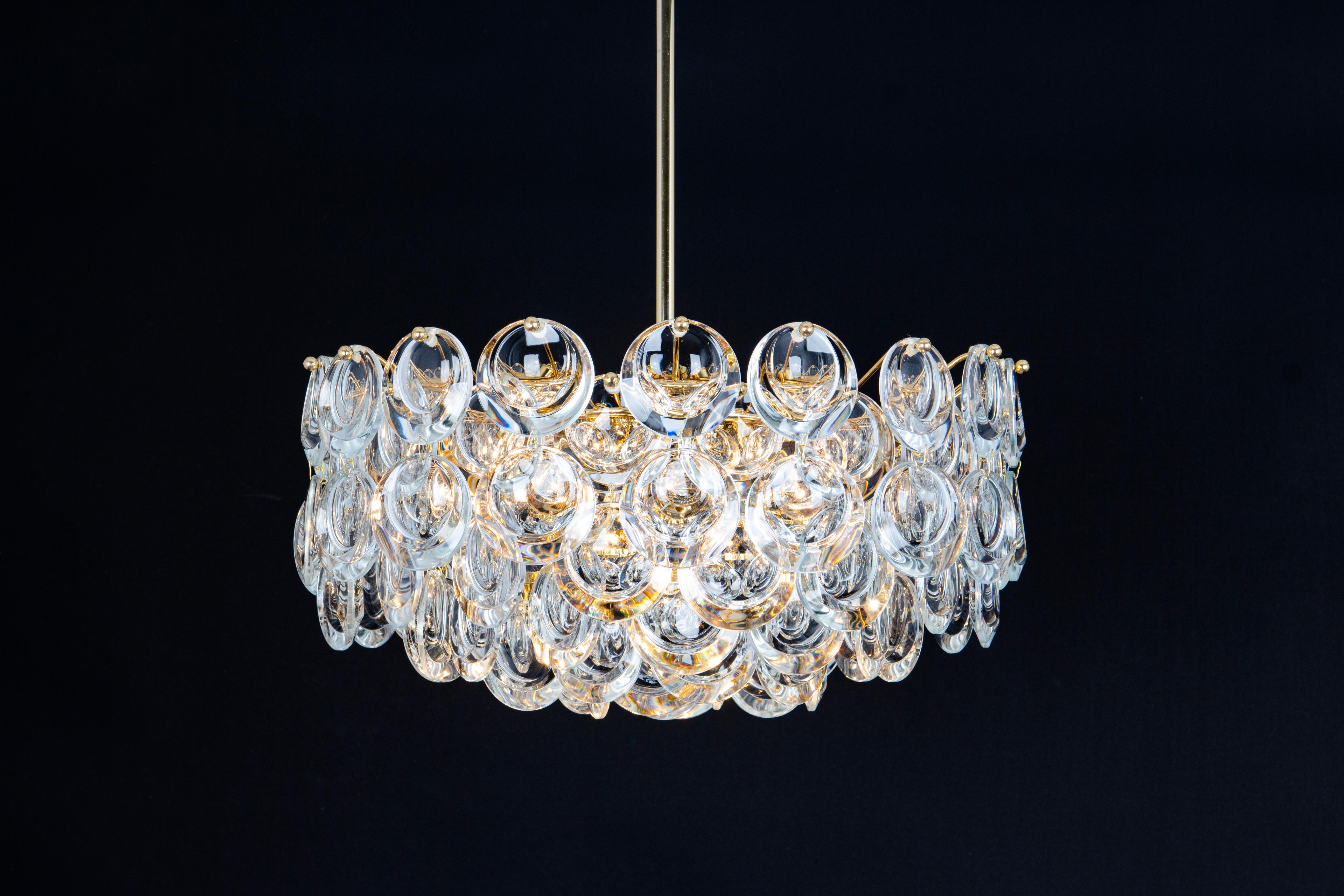 Delicate Gilt Brass Crystal Chandelier by Palwa, Sciolari Design, Germany, 1970s For Sale 4