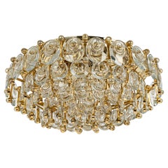 Delicate Gilt Brass Crystal Chandelier by Palwa, Sciolari Design, Germany, 1970s