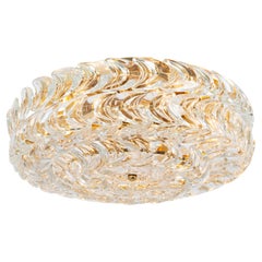 Delicata lampada ad incasso in ottone dorato con cristalli e vetro di Palwa, Germania, anni '70