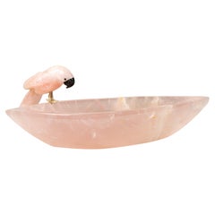Delicate Hand-Carved Rose Quartz Crystal Parrots
