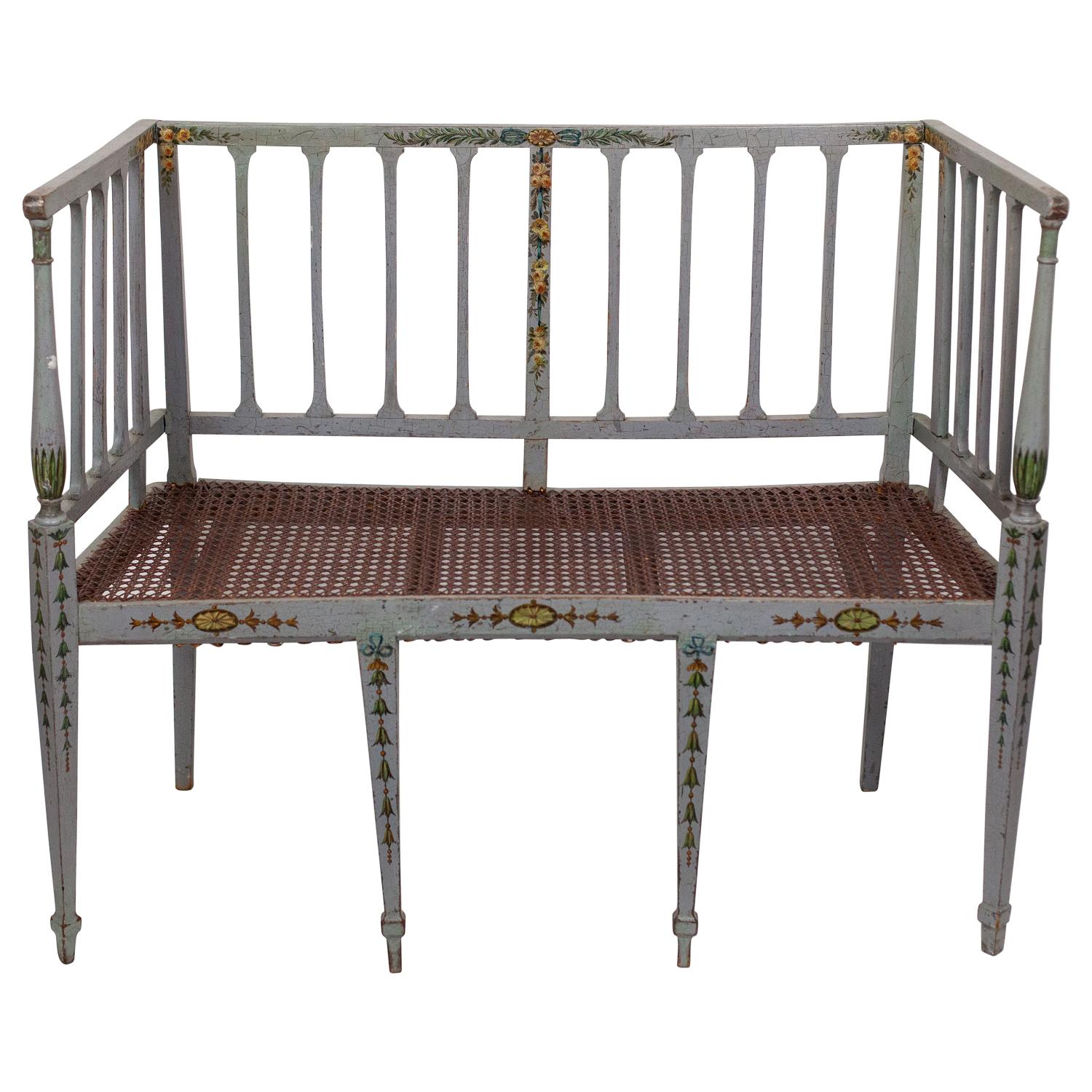 Delicate Hand Painted Early American Folk Settee