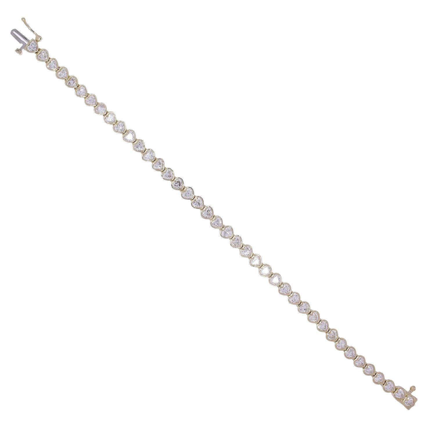 Heart Shaped Diamond Tennis Bracelet Made In 14k Gold