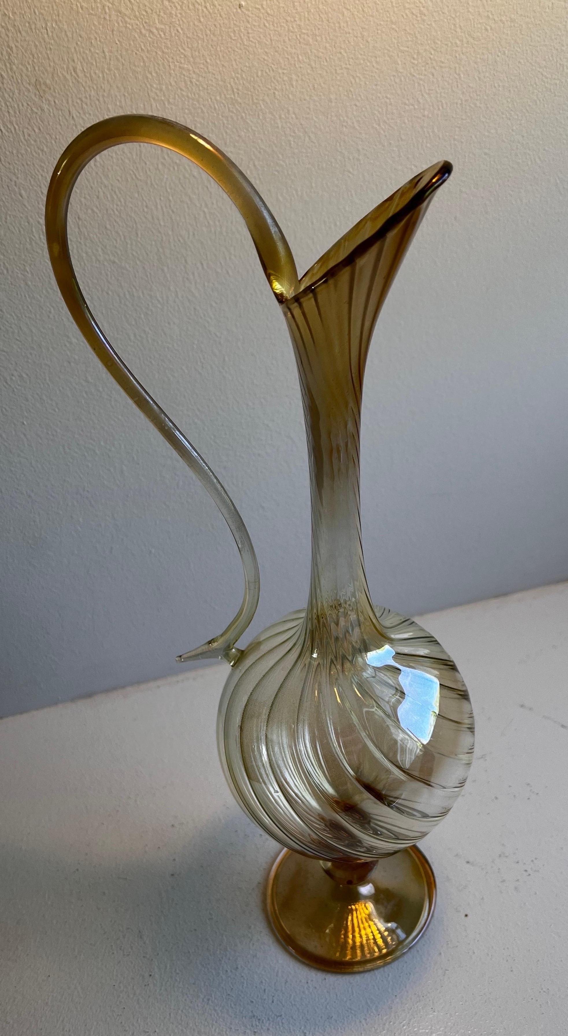 Neoclassical Revival Delicate Italian Glass Tall Decanter by Arte Italica For Sale