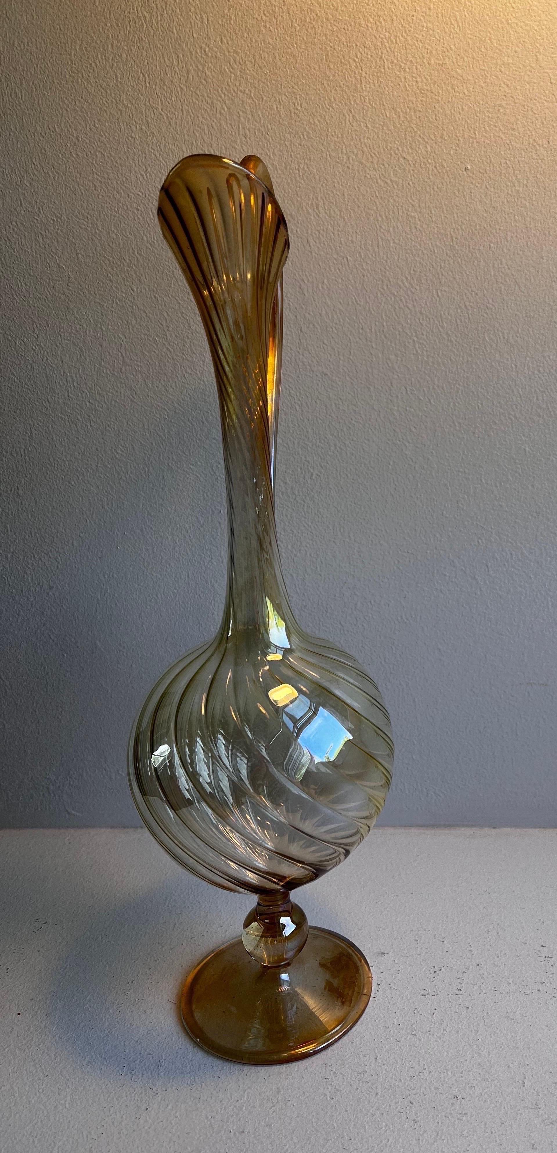 20th Century Delicate Italian Glass Tall Decanter by Arte Italica For Sale