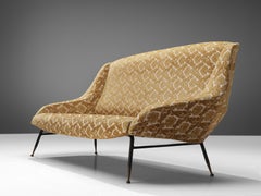 Delicate Italian Sofa in Patterned Yellow Upholstery