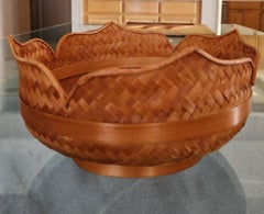 Delicate Lotus Scalloped Basket Woven Pedestal Bowl