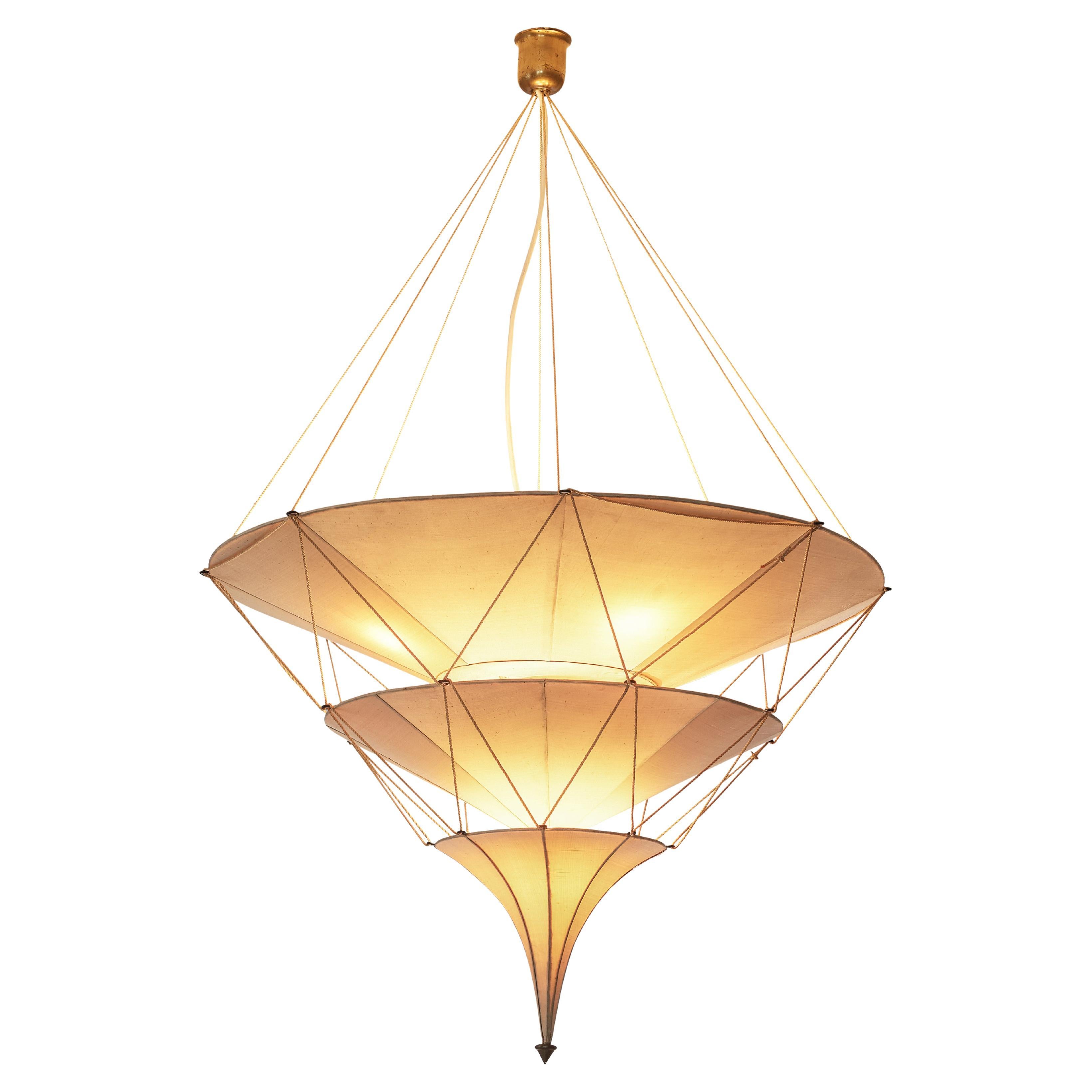 Delicate Mariano Fortuny ‘Icaro’ Chandelier in Silk