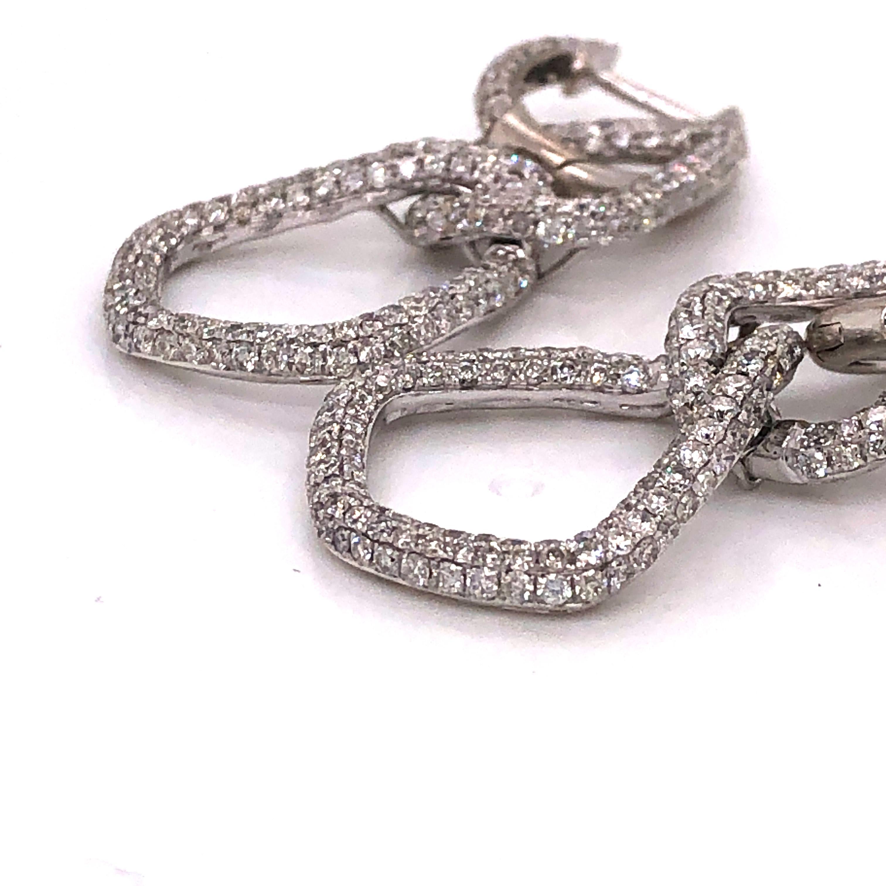 Delicate Micro Pave Diamond Gold Dangling Earrings In New Condition In New York, NY