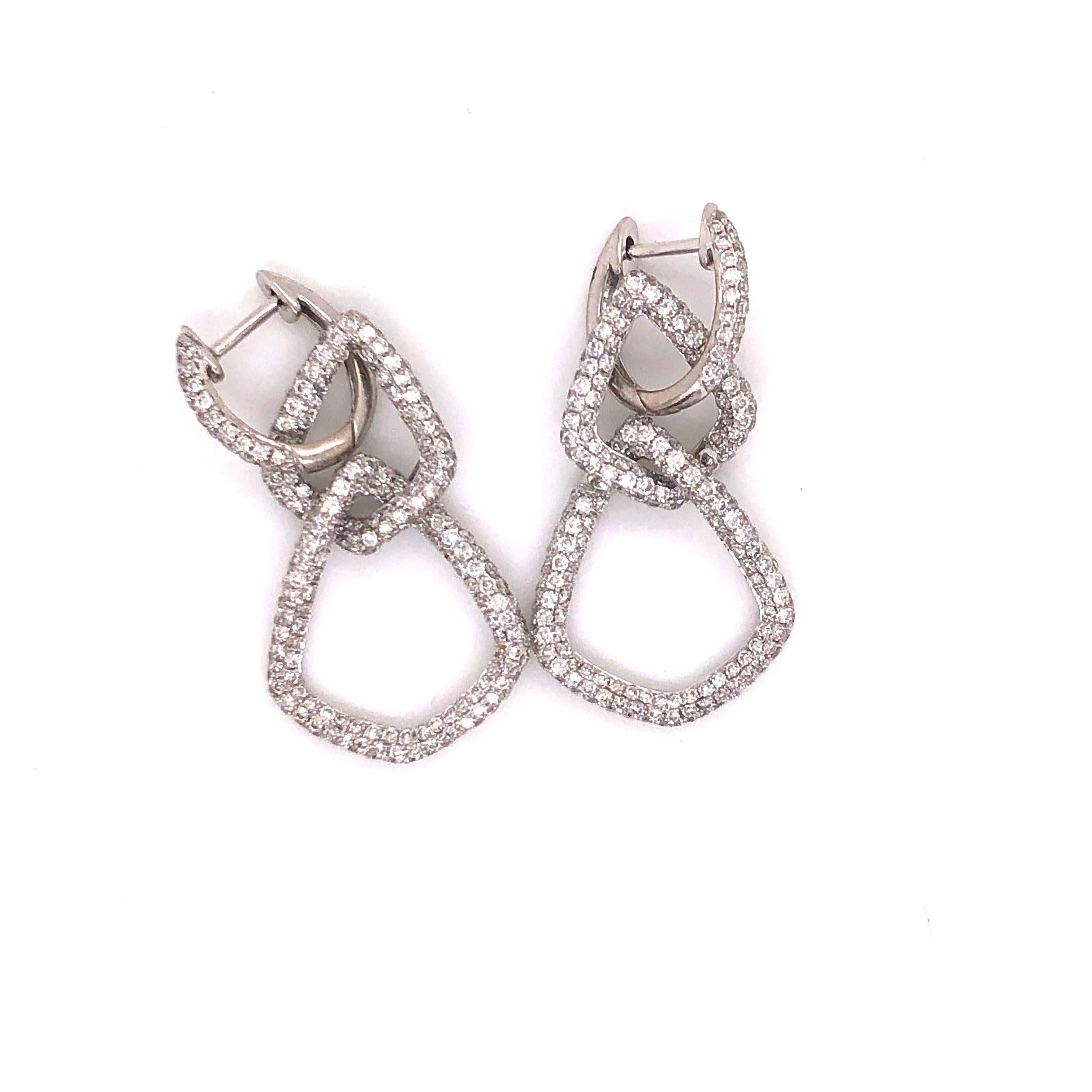 Delicate Micro Pave Diamond Gold Dangling Earrings 2