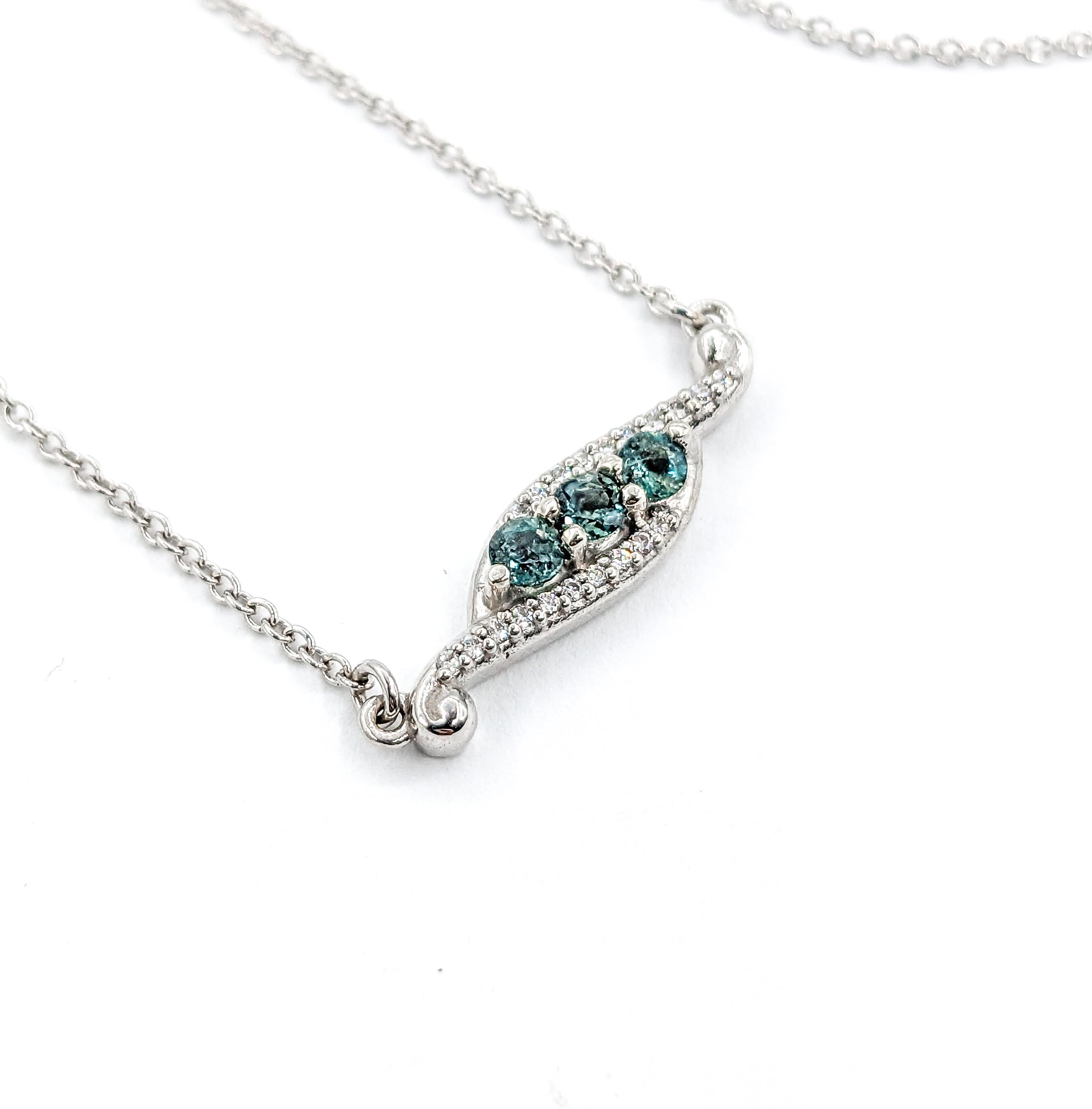 Delicate Natural Alexandrite & Diamond Station Necklace in White Gold 2