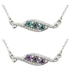 Delicate Natural Alexandrite & Diamond Station Necklace in White Gold