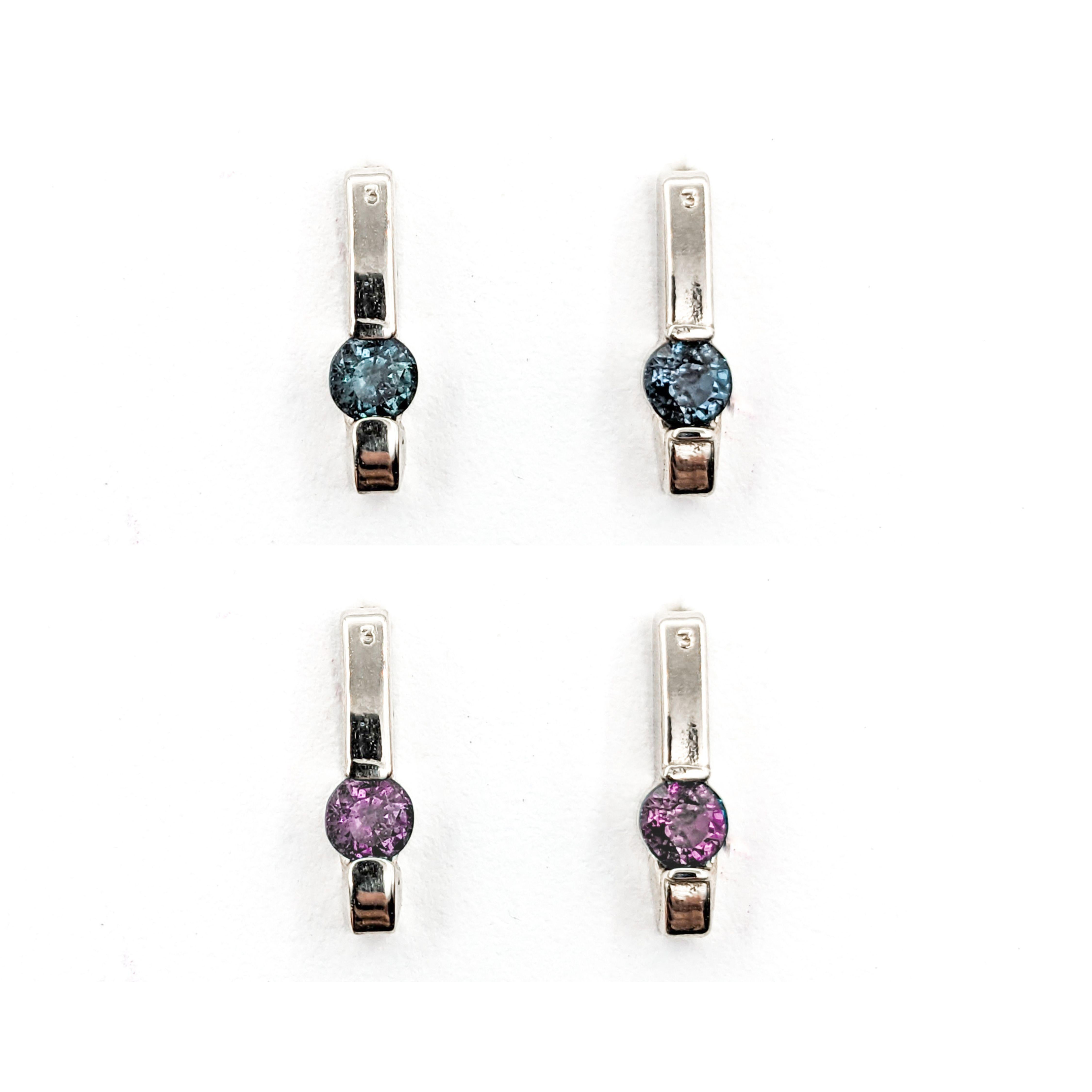 Delicate Natural Alexandrite Stud Earrings in White Gold

Introducing our stunning earrings, a masterpiece of design and craftsmanship in sleek 14k white gold. These elegant studs are highlighted by the enchanting beauty of 0.22 ctw natural