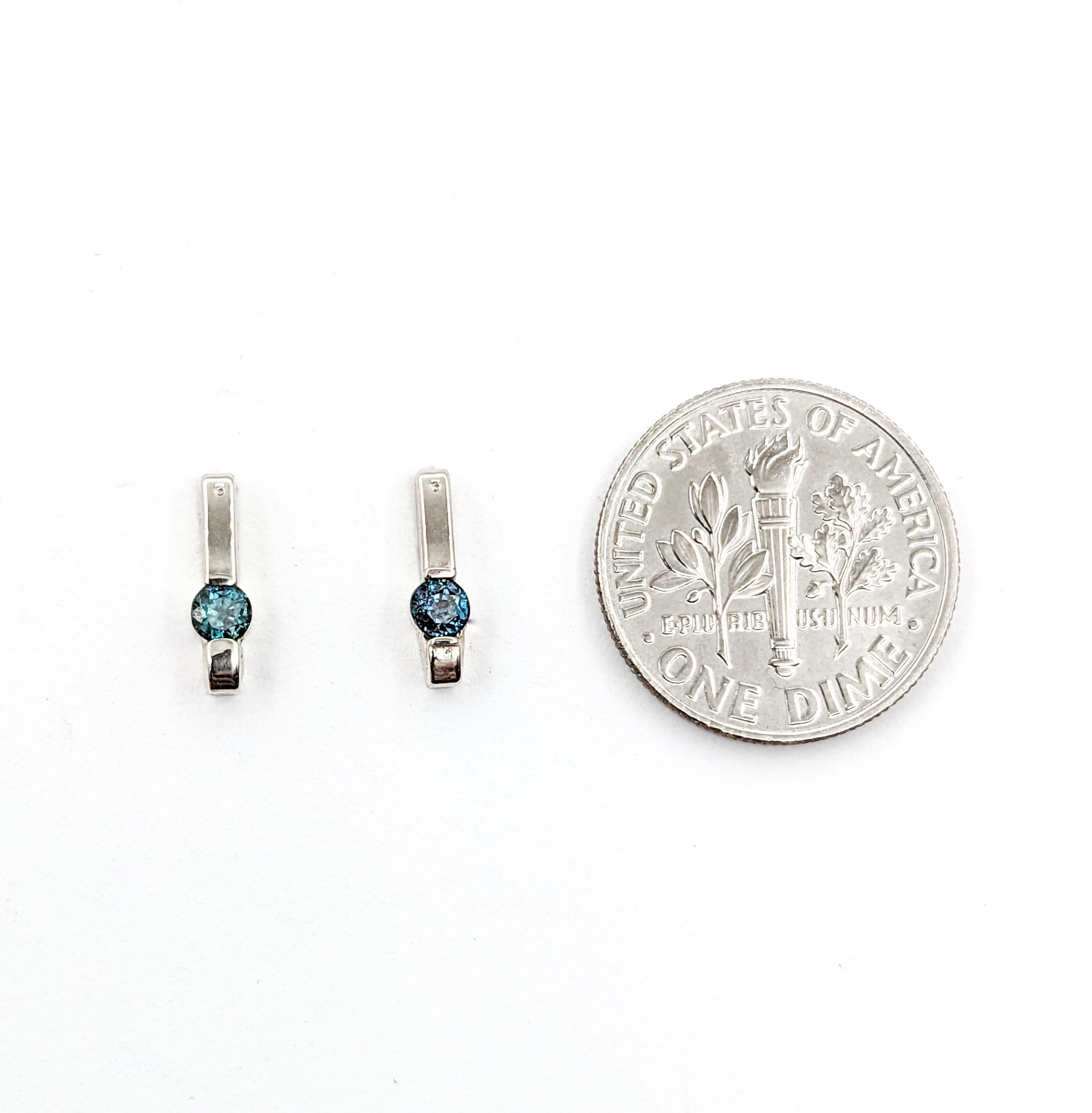 Round Cut Delicate Natural Alexandrite Stud Earrings in White Gold For Sale