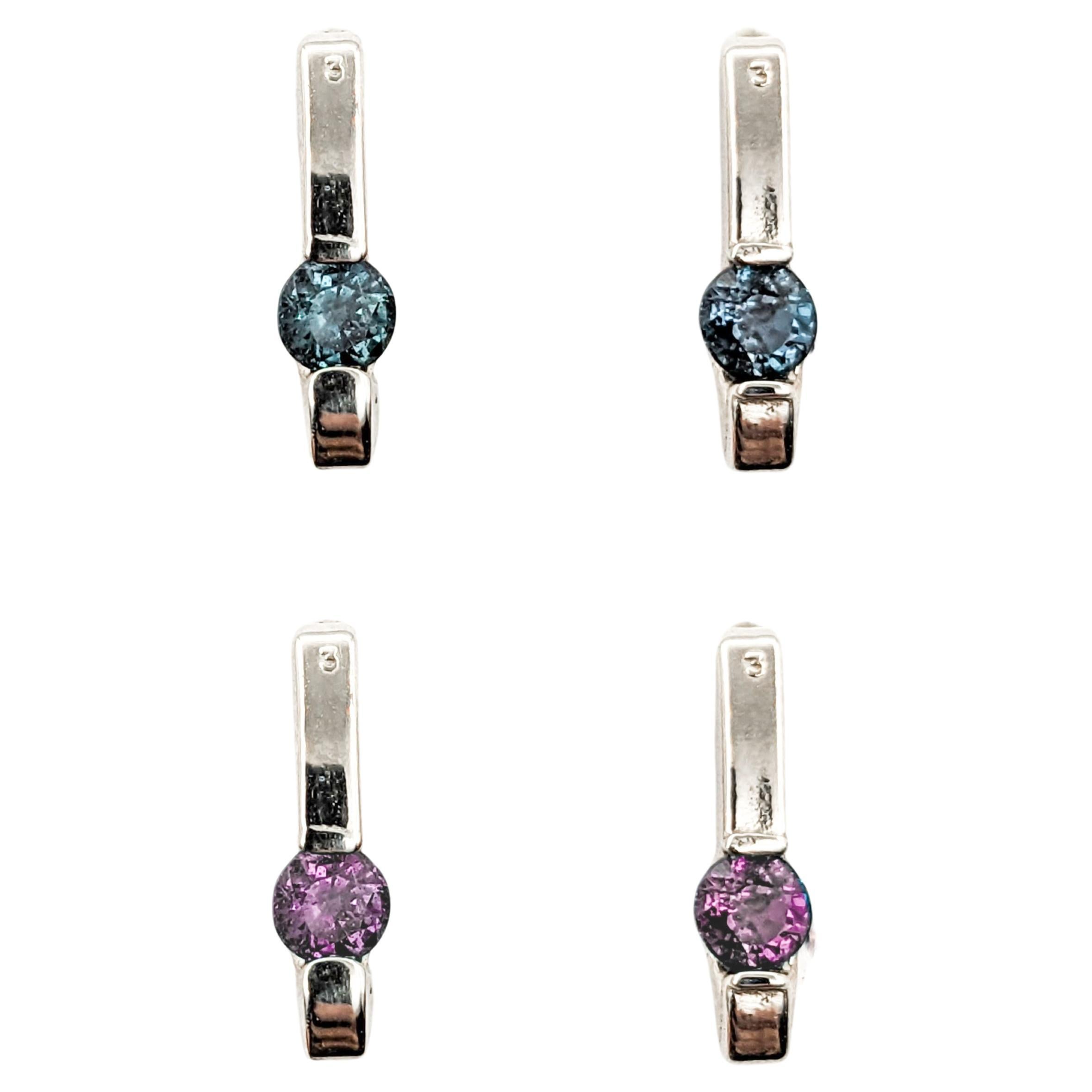 Delicate Natural Alexandrite Stud Earrings in White Gold