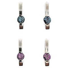 Delicate Natural Alexandrite Stud Earrings in White Gold